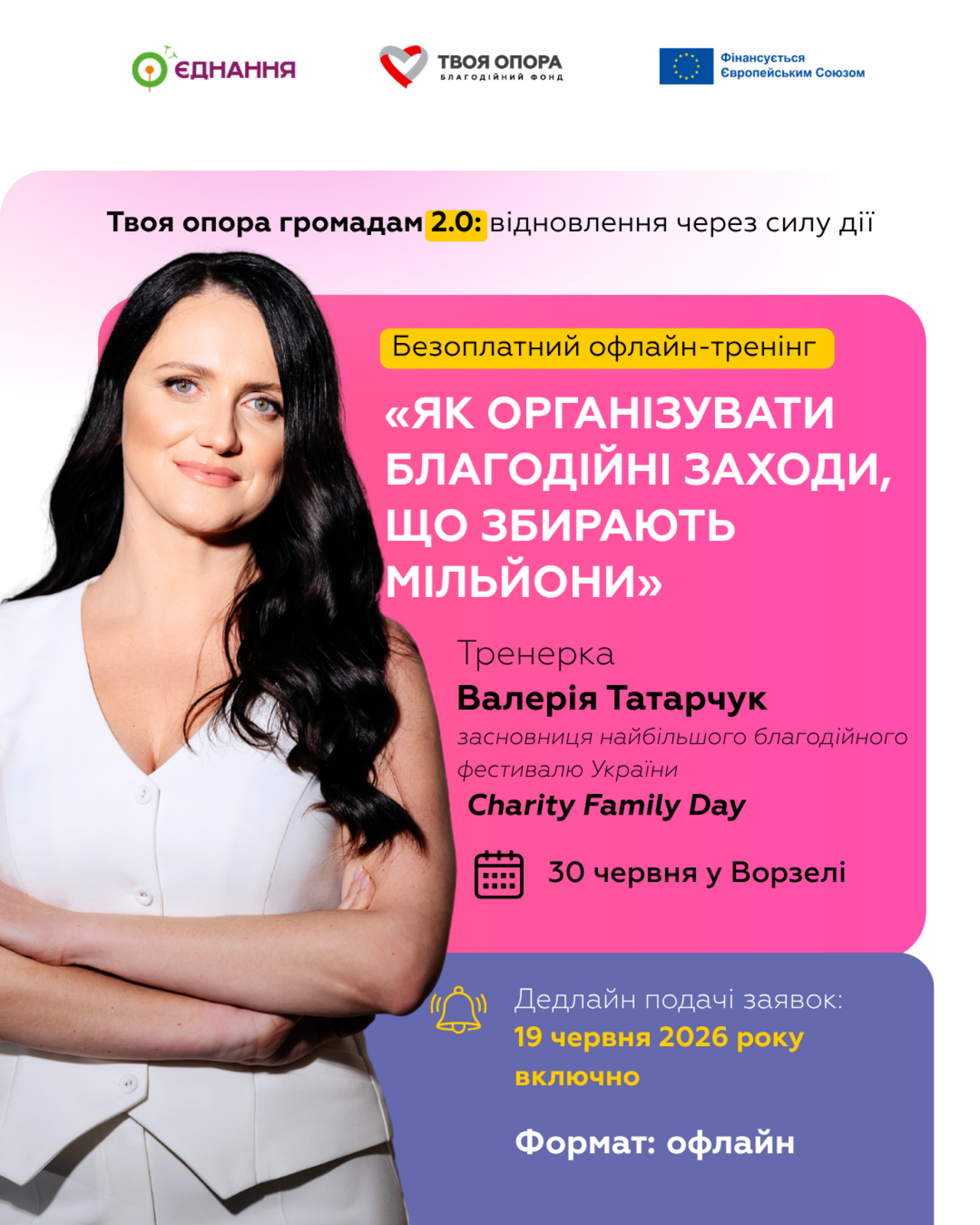 Free Offline Training “How to Organize Charity Events That Raise Millions” to Be Held in Vorzel on June 30